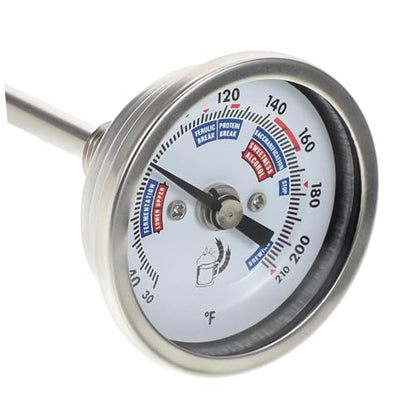 Cabilock 304 Stainless Steel Wine Thermometer High Precision Dial Thermometer for Winemaking and Brewing Corrosion and Rust Resistant for Homebrew and Wine Barrel Monitoring