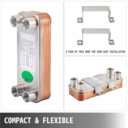 30-60 Plates Stainless Steel Heat Exchanger - Wort Chiller for Homebrew Beer Counterflow Cooling & Heating(40 Plates) - color: 40 Plates
