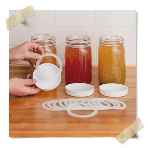 Fermentaholics Wide Mouth Mason Jar Silicon Lid Gaskets | 10 pack | Creates Airtight, Leakproof Jars When Paired With Plastic & Metal Mason Jar Lids | Food Grade - Reusable