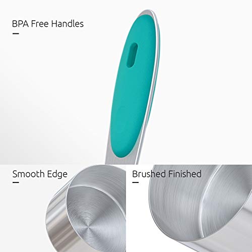 Measuring Cups : U-Taste 18/8 Stainless Steel Measuring Cups and Spoons Set of 10 Piece, Upgraded Thickness Handle (Teal) - color: Teal