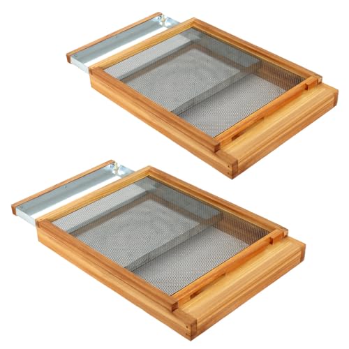 Honey Lake 10 Frame Beehive Metal Screened Bottom Board Dipped in Beeswax with Entrance Reducer for Langstroth Beehives (2 Pack) - size: 2Pcs-10Frame