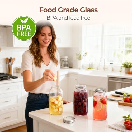 ComSaf 64 oz Wide Mouth Mason Jars 3 Pack, Half Gallon Glass Jars with Lids | BPA-Free Materials, Large Size, Canning Pickling Sauce, Meal Prep Salad, Sourdough, Flour And Sugar For Baking, Food Storage - size: Half Gallon wide mouth 3PCS