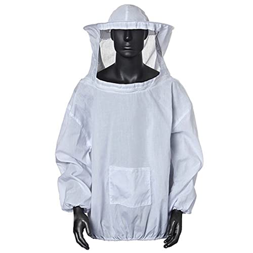 ZJchao Beekeeping Jacket Professional Total Protection Ventilated Beekeeping Protective Jacket with Veil Hood for Men Women - color: White