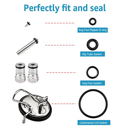 Homebrew Gasket Set, 35 PCS Corny Keg O Rings Ball Lock Keg O Rings Carbonation Lid Ball Lock Keg Post Poppet Dip Tube O-Ring Sealing Washers Corny Keg Rebuild Kit with O- Ring Removal Tool - size: 35pcs O-Rings + Removal Tool
