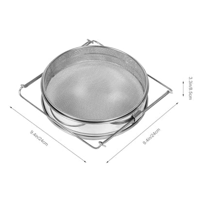 Stainless Steel Double Layer Honey and Flour Sifter, Fine Mesh Manual Food Strainer for Kitchen Baking and Beekeeping, Portable Handheld Flour Sifting Tool