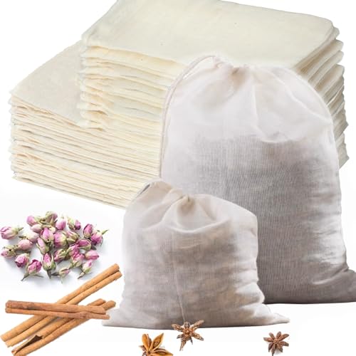 30 Pcs Natural Cotton Spice Bags for Cooking:4x6,6x8Reusable Tea Filters with Drawstring, Ideal for Straining Soups, Herb Sachets & Cold Brew (Food-Grade Cotton). (4x6"15pcs，6x8"15pcs) - color: L-15pcs+M-15pcs