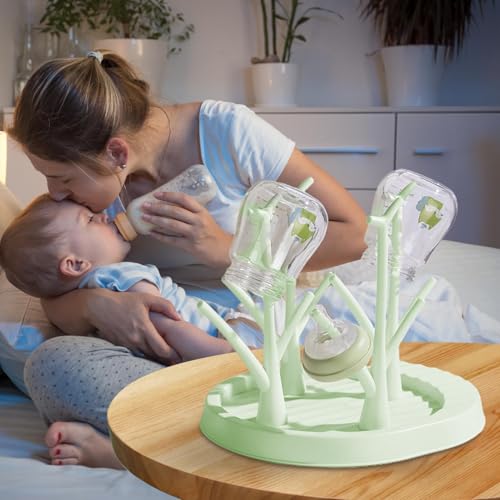 Baby Bottle Drying Rack - Countertop Baby Bottle Drying Rack | Detachable Baby Bottle Holder Storage | Tree-Shaped Bottle Dryer Rack | Space-Saving Bottle Holder for Baby Bottle, Green - color: Green