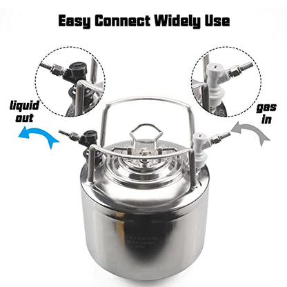 PERA Corny Keg Quick Disconnect CO2 Ball Lock with Swivel Nut and Worm Clamps for Cornelius Keg Home Brewing