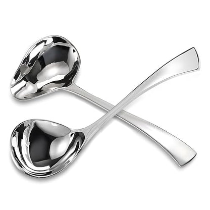 Comicfs 2 Pack Gravy Spoon Mini Gravy Ladle Drizzle Spoon 18/10 Stainless Steel Small Ladle with Pouring Spout Gravy ladle for Sauce Serving, Salad dressing and dressings, Dishwasher Safe - color: Soup Ladle + Gravy Ladle