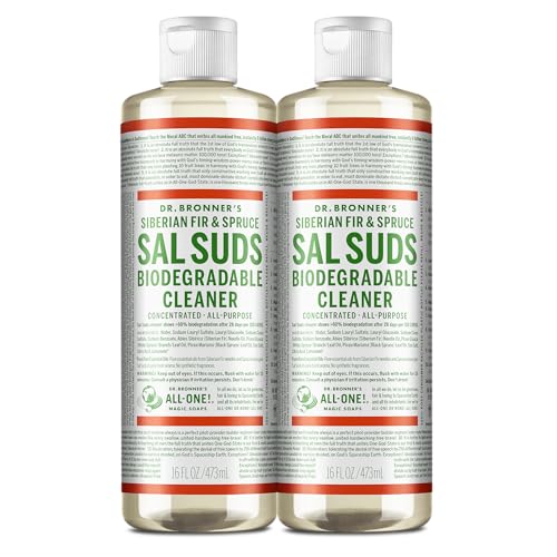 Dr. Bronner's Sal Suds Biodegradable Cleaner (16 Ounce, 2-Pack) – All Purpose Pine Mop Detergent for Floors, Laundry & Dishes, Multi Surface Concentrate, Heavy-Duty Degreaser - size: 16 Fl Oz (Pack of 2)