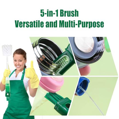 Water Bottle Cleaner Brush,5-in-1 Bottle Scrubber Brush for Cleaning Bottles Set