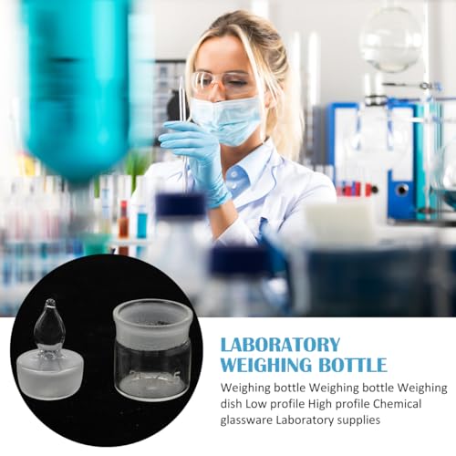 GARVALON 5pcs Glass Weighing Bottles Lids Laboratory Weighing Holders for Experiments Chemical Glassware for Home Classroom and Research Use - size: 5.00X2.50X2.50CM