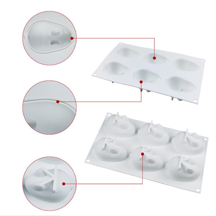 OCPO KITCHEN 3D Easter Bunny Silicone Mold for Baking Rabbit Shape Mousse Cake, French Dessert, Chocolate, Pastry, Pudding, Jelly, Cake Decoration Mold, Rabbit Shape (6 Cavity) - style: Bunny (6-Cavity)