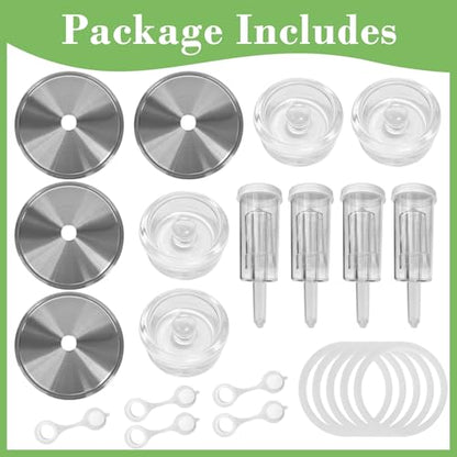Fermenting weights wide mouth Mason Jar Fermentation Kit with 4 Fermentation Lids, 4 Glass fermentation Weights, 4 Airlocks for Fermenting, 5 Silicone Rings & Grommets - Pickling kit（No Jars） - size: Universal standard size