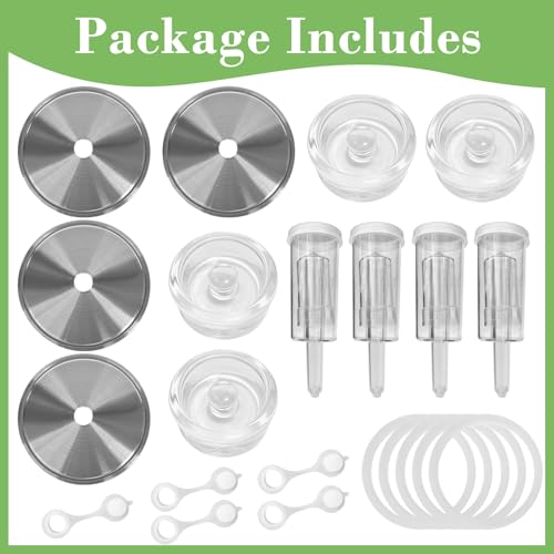 Fermenting weights wide mouth Mason Jar Fermentation Kit with 4 Fermentation Lids, 4 Glass fermentation Weights, 4 Airlocks for Fermenting, 5 Silicone Rings & Grommets - Pickling kit（No Jars） - size: Universal standard size