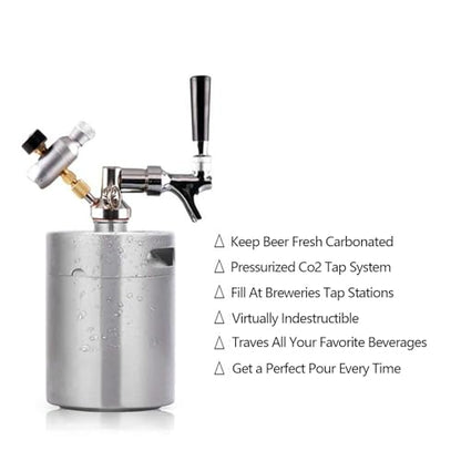Mini Keg Growler Keg Kit System with Mini Keg Regulator to Carbonate Draft Beer and Keep Beer Fresh for Homebrew Craft and Draft Beer(5L) - size: 5L