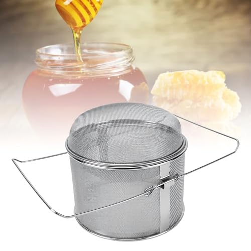 EVGATSAUTO Honey Strainer, 304 Stainless Steel Double Layer Honey Filter, Fine Mesh Sieve for Beekeeping Harvesting, High Efficiency Straining, Home Making and Apiary Use