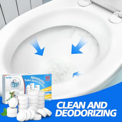 USKICH Toilet Bowl Cleaner 40 PACK, Household Automatic Toilet Bowl Cleaners with Bleach, Bathroom Toilet Tank Cleaners Tablets with Sustained-Release Technology for Deodorizing & Descaling - size: 1 Count (Pack of 40)