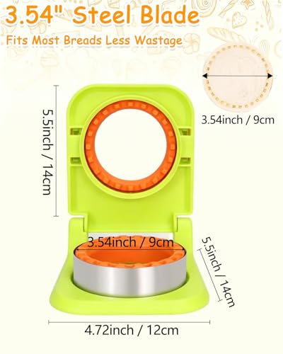 CHICHAUS Uncrustable Sandwich Maker,Sandwiches Pocket Circle Shape 3.7Inch Sandwich Cutter and Sealer,Sandwich Cutter for Kids Breakfast and lunchboxes (Green/Orange) - color: Green/Orange