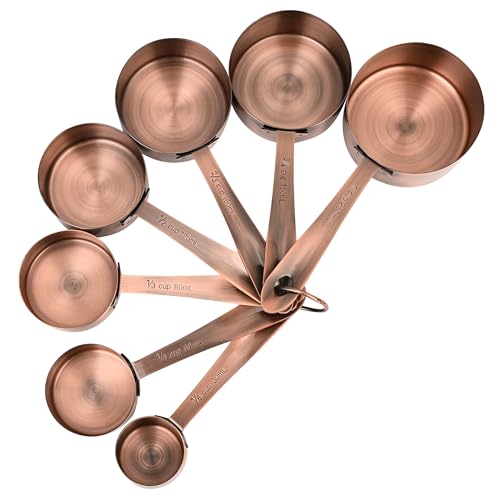 Copper Measuring Cups and Spoons Set of 18, 7 Measuring Cups, 9 Measuring Spoons, Stainless Steel Measuring Spoons and Cups for Dry & Wet Ingredients During Kitchen & Baking - color: A01: Copper-7Cups+9Spoons