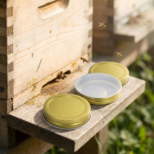 4Pcs Metal Beehive Water Feeder Caps – Replacement Entrance Feeder Lids for Bee Waterer Station | No-Open Hive Beekeeping Feeding Accessories