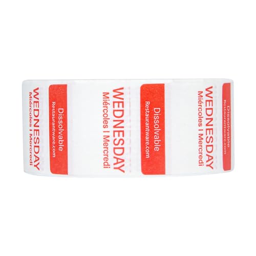 Restaurantware RW Smart 1 Inch x 1 Inch Food Rotation Labels 3500 Dissolvable Food Safety Labels - Premium Trilingual Paper Day Of The Week Labels For Food Storage Or Prep Weekly - style: 7-Day
