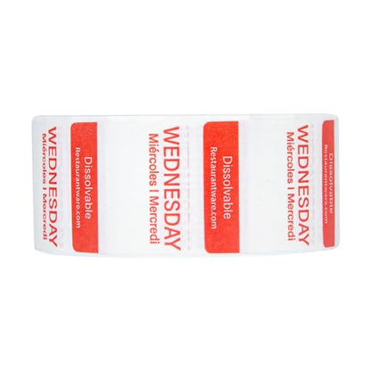 Restaurantware RW Smart 1 Inch x 1 Inch Food Rotation Labels 3500 Dissolvable Food Safety Labels - Premium Trilingual Paper Day Of The Week Labels For Food Storage Or Prep Weekly - style: 7-Day