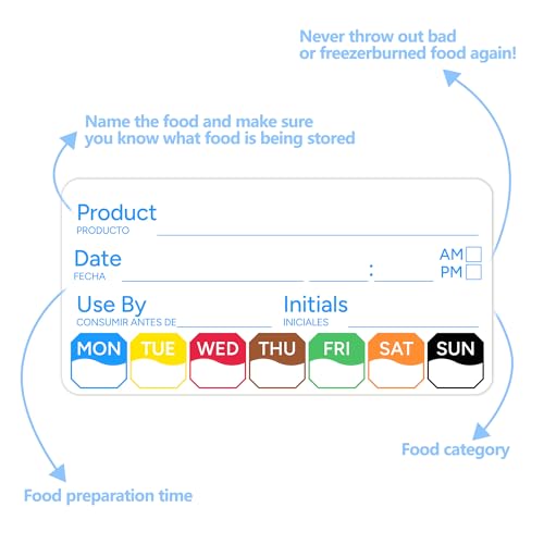 2 Rolls 1000 Pcs 1 inch X 2 inch Restaurant Quality Shelf Life Food Rotation Labels, Self-Adhesive Removable for Reusable Containers, Food Safety Date Sticker, Leftover Labels (1 * 2in-1000pc-Blue5) - style: 2Rolls-Blue