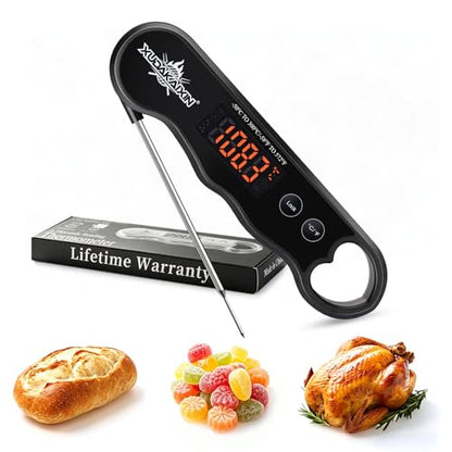 0.3s Fast Read Meat Thermometer – USB-C Rechargeable,Black | Digital instant read for BBQ, baking, and candy –no batteries needed - color: Black