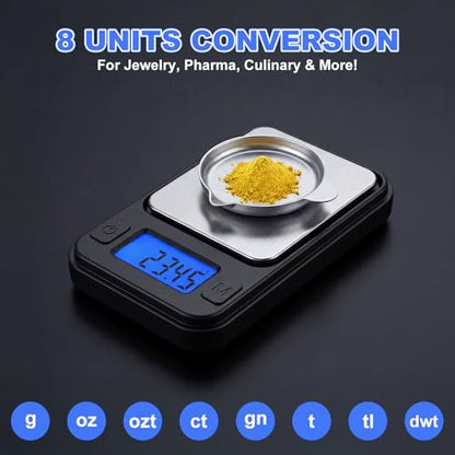 Diyife Milligram Scale, 200g/0.01g High Accuracy Pocket Scale with Storage Case, 8 Units, Multifunctional Digital Gram Scale for Lab, Jewelry, Gem, Mg, Black - color: Black