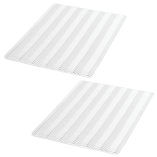 mDesign Silicone Dish Drying Mat and Protector for Kitchen Countertops, Sinks - Chevron Design - Non-Slip, Waterproof, Heat Resistant, Dishwasher Safe - 2 Pack - White