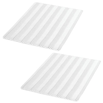 mDesign Silicone Dish Drying Mat and Protector for Kitchen Countertops, Sinks - Chevron Design - Non-Slip, Waterproof, Heat Resistant, Dishwasher Safe - 2 Pack - White