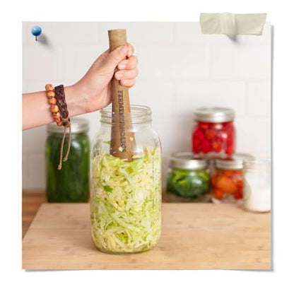 Fermentaholics Fermentation Tamper Tool, Make Sauerkraut At Home | Perfect Tool For Fermented Cabbage & Any Fermented Vegetables | DIY Fermented Sauerkraut | (Acacia)