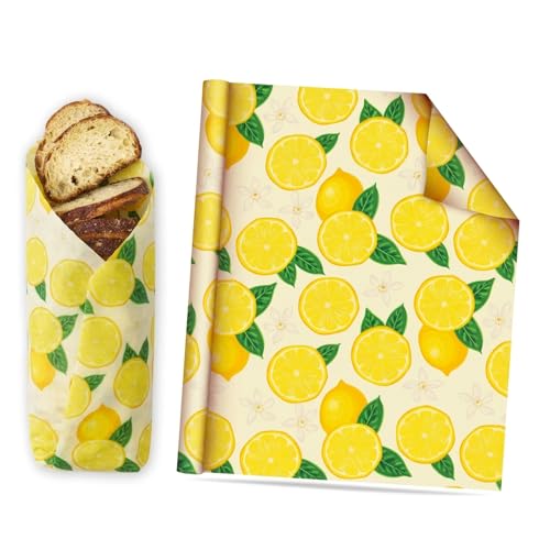 Organic Beeswax Wrap Roll Paper 13x39 Inch Reusable Food Wraps Washable Cut to Size Sustainable Wax Paper, for Keeping Sandwiches Cheese Bread Leftovers Fresh,Lemon