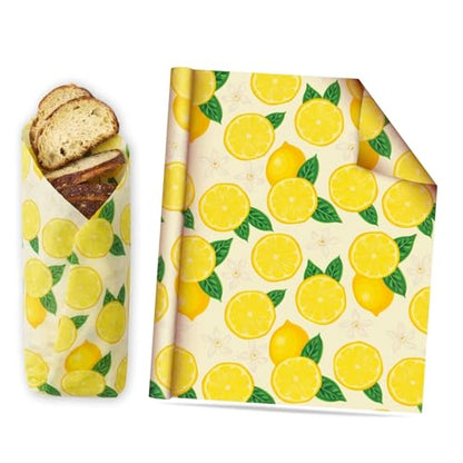 Organic Beeswax Wrap Roll Paper 13x39 Inch Reusable Food Wraps Washable Cut to Size Sustainable Wax Paper, for Keeping Sandwiches Cheese Bread Leftovers Fresh,Lemon
