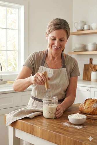 Sourdough Starter Stirring Hook and Danish Dough Whisk | Small Size to Fit in Jars | Improve the Mixing Standard Of Your Starter For Better Baking Results | New England Sourdough Starter Co. - size: 8 inches