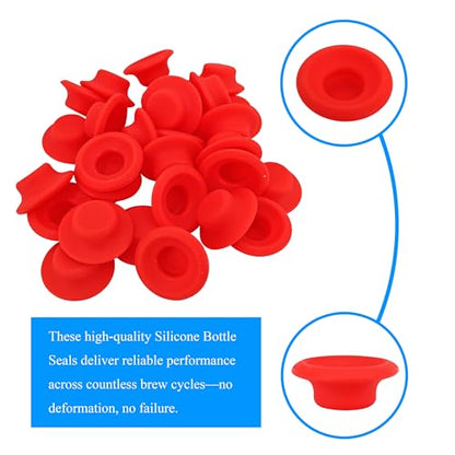 Swing Flip Top Bottle Cap Gasket Swing Top Bottle Seals Washers Beer Bottles Gasket Red Full Cover Design Silicone Rubber Reusable High Pressure 30 Pieces for Home Brew Beer Soda Bottles Sealing