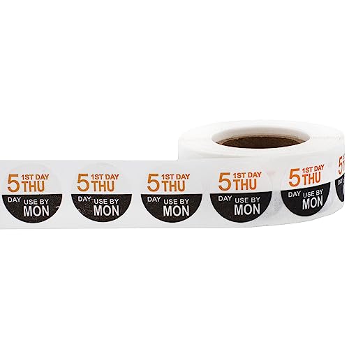 Dissolvable Thursday Through Monday 5 Day Food Rotation Labels, 3/4 Inch Use By Stickers, 500 Total Adhesive Labels on a Roll for Restaurant and Kitchen Prep – Made in the USA - color: Thursday