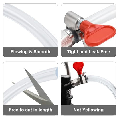 20 Feet - Kegerator Line 3/16" ID 7/16" OD Beer Line Tubing Food Grade Hose Clear Vinyl PVC Tubing with 6 PCS Hose Clamps for Kegerator, D Coupler, Draft Beer Tower Beer Dispensing - size: 20Ft Beer Line