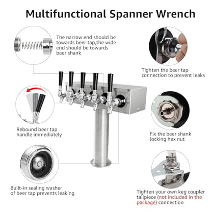MRbrew Draft Beer Shank Faucet Kit, 1-1/2'' Beer Shank No Leak 1/4'' Beer Line Nipple Barb Fitting Beer Shank Tap for Kegerator Brewing with Self-Closing Beer Tap, Stainless Steel Core for Beer Party - size: 1-1/2''