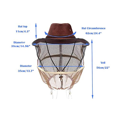 AukBeeFun Cowboy Beekeeper Hat with Veil Bee Veil Hat with Visibility Veil Outdoor Professional Beekeeping Protective Gear (1)