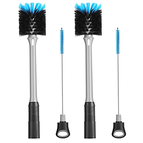 MOSOLAN 2-in-1 Water Bottle Brush and Straw Cleaner Brush, Long Handle Water Bottle Scrubbing Brush for Water Bottles, Glasswares, Mugs, Flasks, Tumblers and Kitchen Sink, Black, 2 Pack - color: Black, size: 2 Count (Pack of 1)