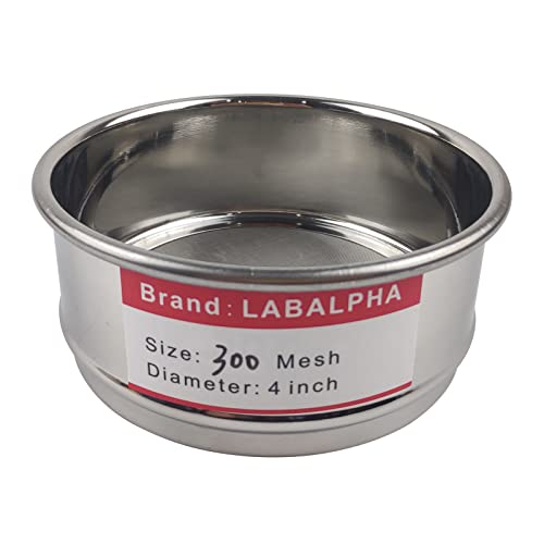 LABALPHA 300 Mesh Lab Sieves, Test Sieve #300 Mesh, 4'' Diameter, 304 Stainless Steel Wire Cloth (0.054mm) - size: 300 mesh (0.054mm)