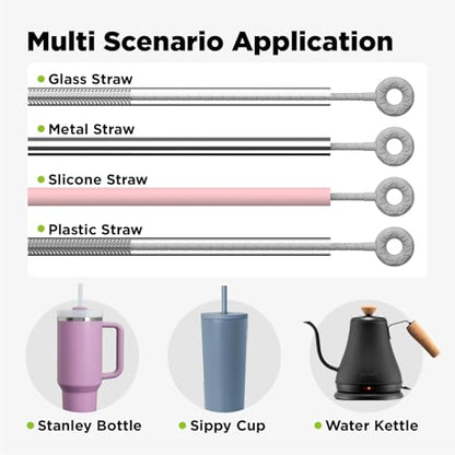 Silicone Straw Cleaner Brush, 2 Pcs Reusable Cleaning Brushes for Straws, 6mm&9mm, Gray - color: Gray
