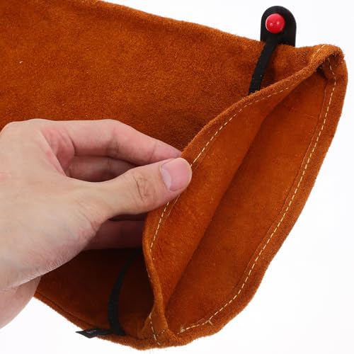 Homoyoyo 2pcs Long Sleeve Gardening Gloves Thorn-resistant Protective Gloves for Outdoor Yard Work and Beekeeping, Size L, Golden Leather Palm with Brown Cowhide Sleeve