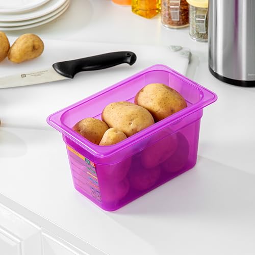 Restaurantware Food Storage Container 1 Pack of 3.9 qt Plastic Stackable Microwave-Safe Bin Dishwasher Safe Freezer Safe Purple Containers for Kitchen Storage - size: 1/4 Size