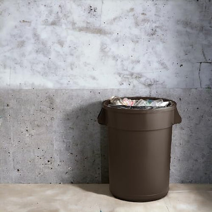 PRO&Family Commercial Round Trash Can, Ingredient Bin, Heavy-Duty Plastic, Anti-Static, Kitchen, Office, Outdoor Use (Brown, 44 Gallon) - color: Brown, size: 44 Gallon
