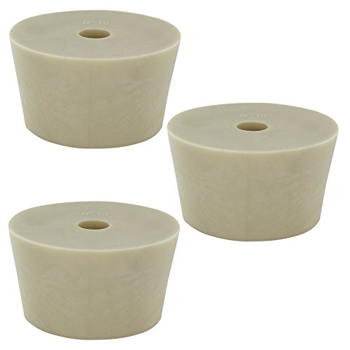 Drilled Rubber Stopper #10 Set of 3 - size: #10