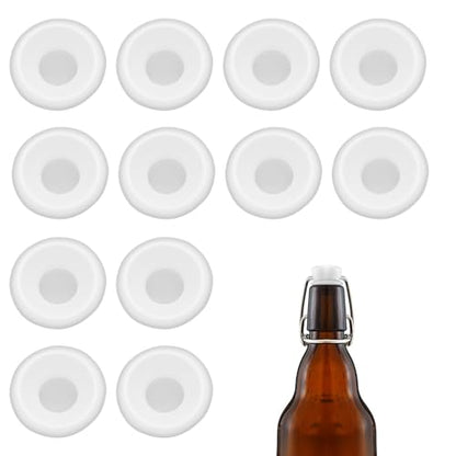 12PCs Dopamine color Silicone Gaskets Washers Seals for Cap Swing Flip Top for Home 1-36854Soda Bottle Sealing (White) - color: White