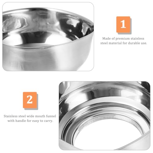 BESTOYARD Wide Mouth Funnel with Handle Stainless Steel Kitchen Gadget for Mason Jar Canning Jam Filling Oil Flour Rice and Grain Transfer 5.31 X 3.93 X 2.04 in